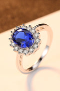 Synthetic Sapphire 925 Sterling Silver Ring-Teresa's Fashionista LLC