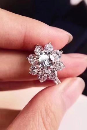 1 Carat Moissanite Flower Ring-Teresa's Fashionista LLC