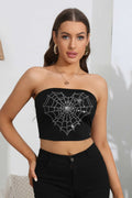 Heart Spider Web Graphic Tube Top-Teresa's Fashionista LLC