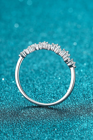 Moissanite Rhodium-Plated Half-Eternity Ring-Teresa's Fashionista LLC
