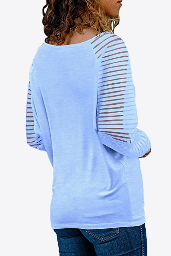 V-Neck Long Raglan Sleeve Top-Teresa's Fashionista LLC