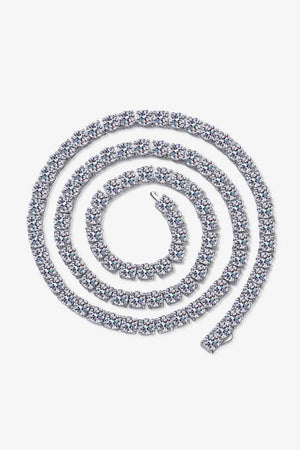 Moissanite Rhodium-Plated Necklace-Teresa's Fashionista LLC