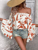 Printed Off-Shoulder Bell Sleeve Blouse-Teresa's Fashionista LLC