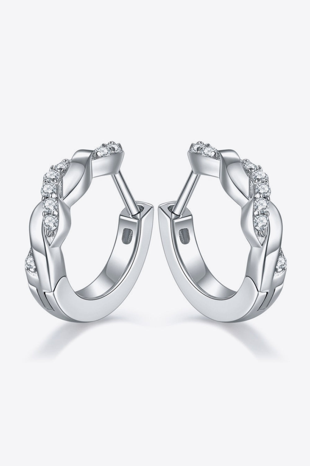 Moissanite Twisted Platinum-Plated Earrings-Teresa's Fashionista LLC
