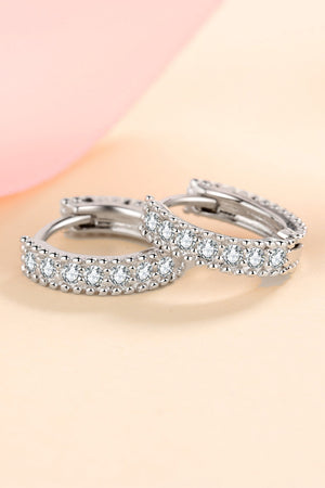 925 Sterling Silver Inlaid Moissanite Huggie Earrings-Teresa's Fashionista LLC
