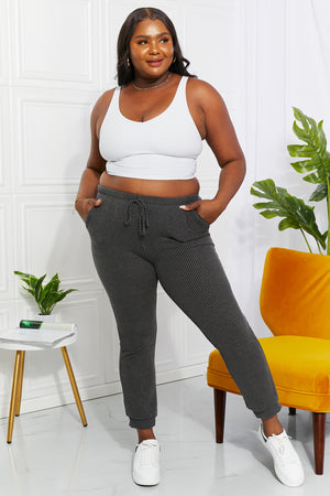Blumin Apparel Full Size Easy Living Ribbed Joggers-Teresa's Fashionista LLC
