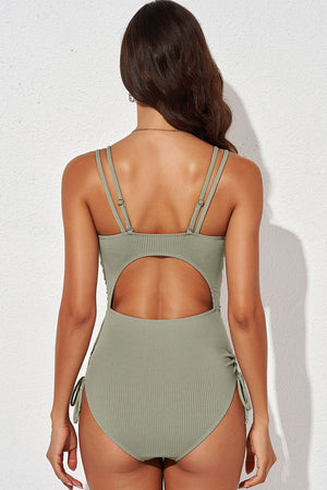 Tied Cutout Plunge One-Piece Swimsuit-Teresa's Fashionista LLC