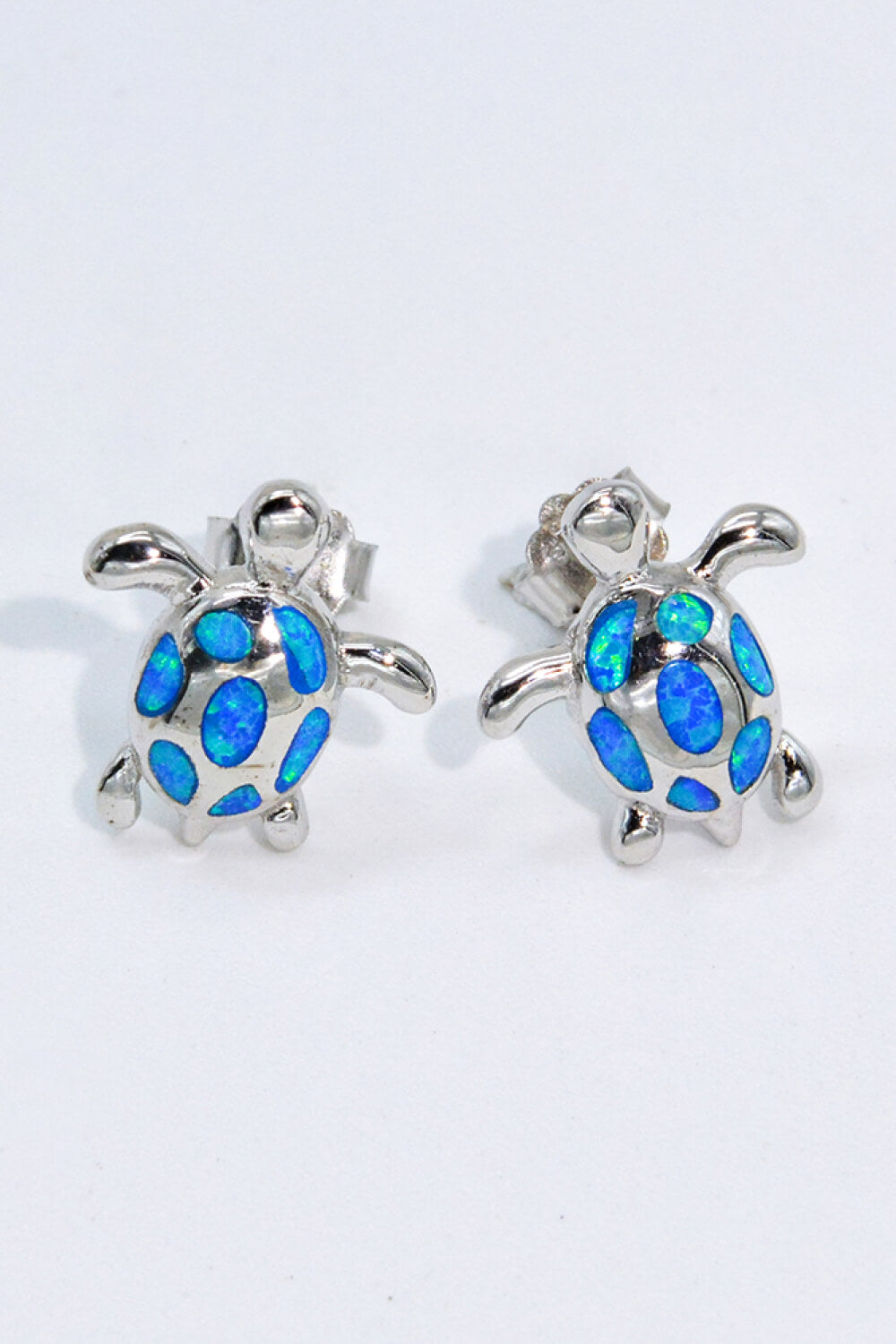 Opal Turtle Platinum-Plated Stud Earrings-Teresa&#39;s Fashionista LLC