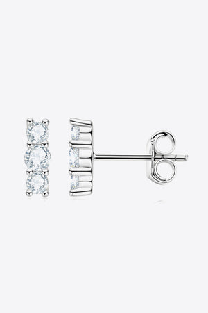 Heartbeat Rhythm 925 Sterling Silver Moissanite Stud Earrings-Teresa's Fashionista LLC