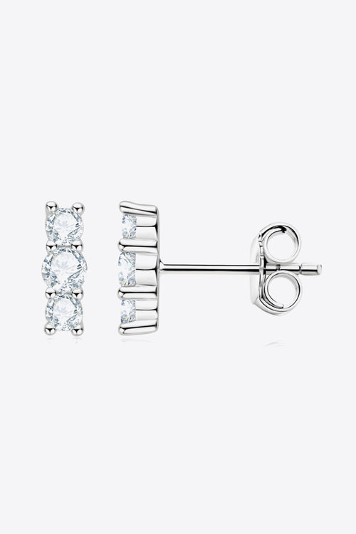Heartbeat Rhythm 925 Sterling Silver Moissanite Stud Earrings-Teresa's Fashionista LLC