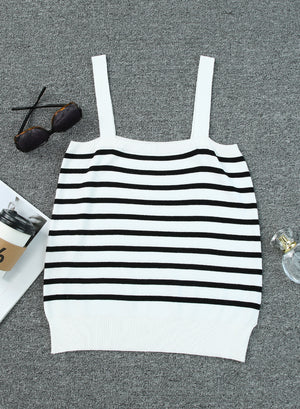 Striped Straight Neck Cami-Teresa's Fashionista LLC