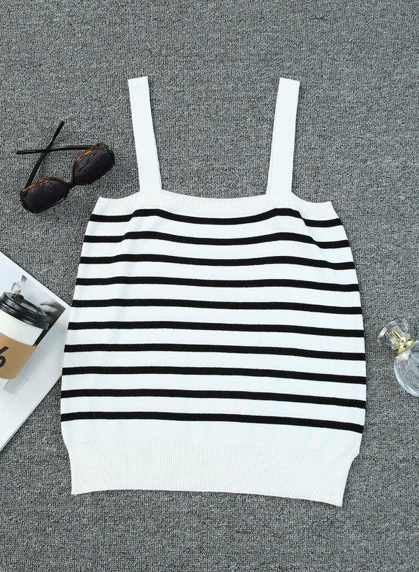 Striped Straight Neck Cami-Teresa's Fashionista LLC