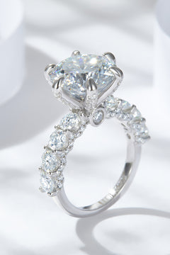 3-Carat Moissanite Platinum-Plated Side Stone Ring-Teresa's Fashionista LLC