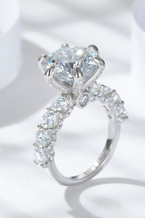 3-Carat Moissanite Platinum-Plated Side Stone Ring-Teresa's Fashionista LLC