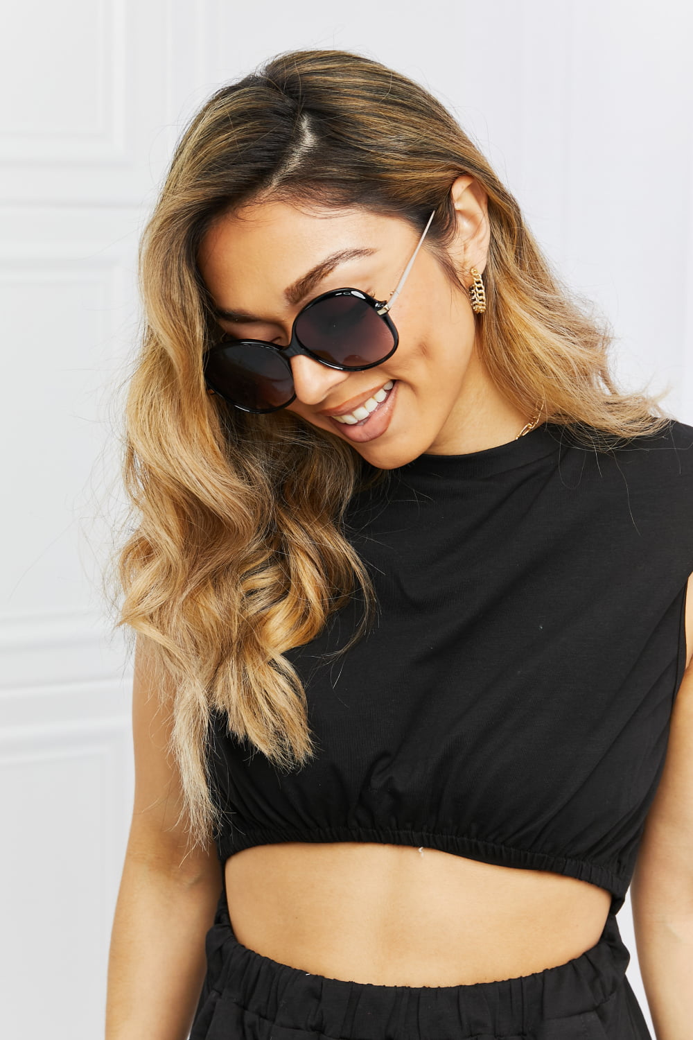Metal-Plastic Hybrid Full Rim Sunglasses-Teresa&#39;s Fashionista LLC