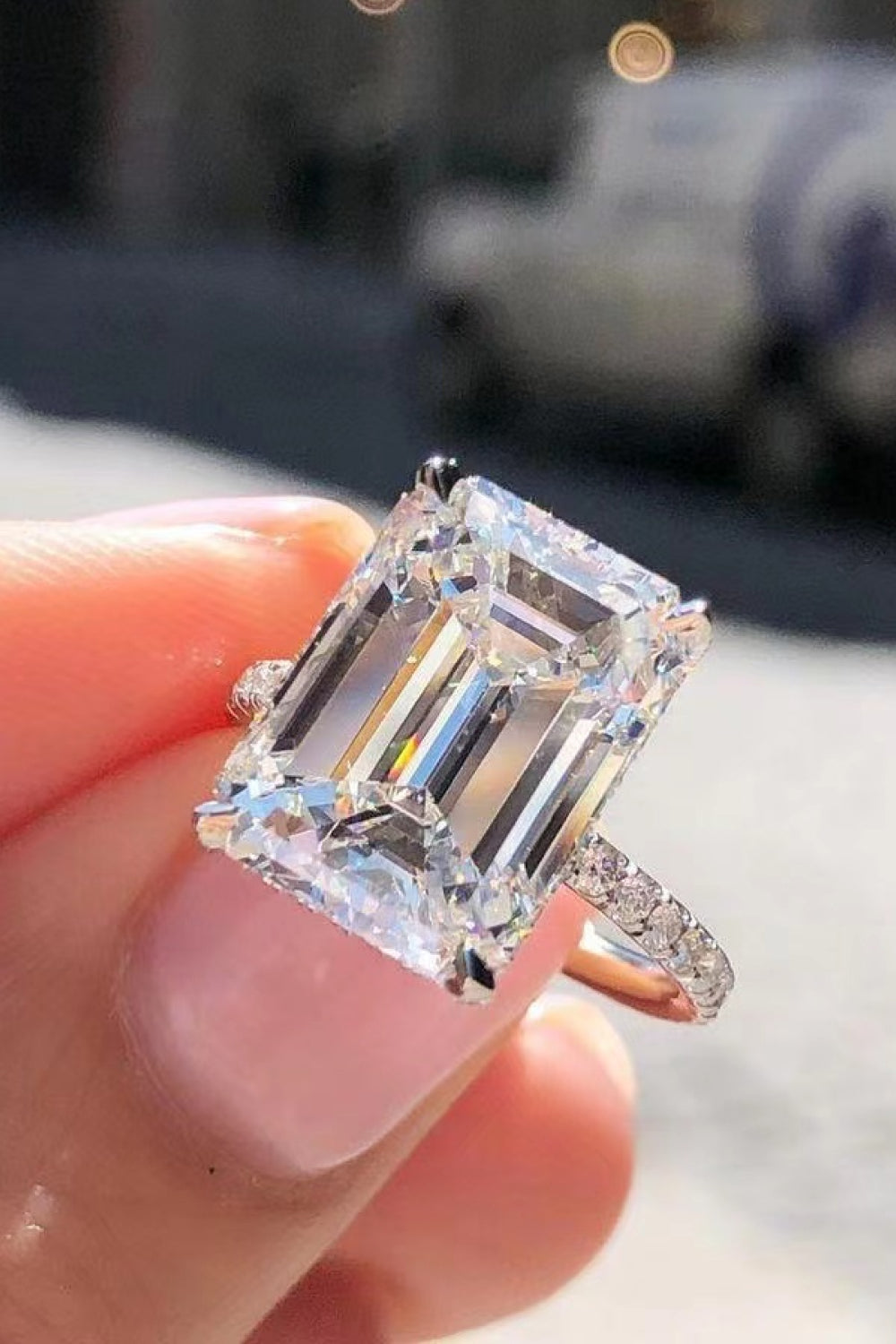 5 Carat Moissanite Side Stone Ring-Teresa's Fashionista LLC