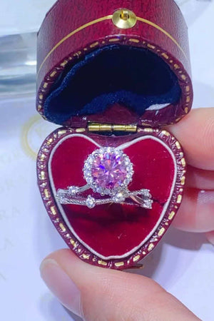 1 Carat Moissanite Sterling Silver Ring in Velvet Box