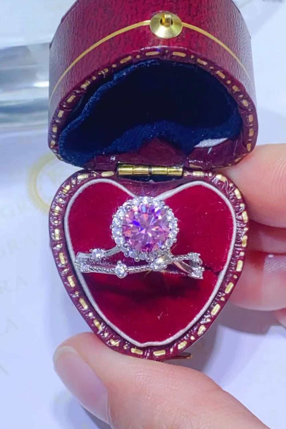 1 Carat Moissanite Sterling Silver Ring in Velvet Box