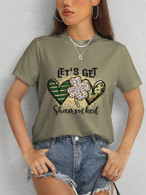 Lucky Clover Round Neck Short Sleeve T-Shirt-Teresa's Fashionista LLC