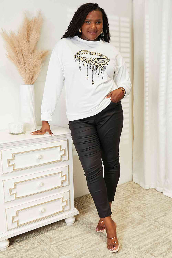 Simply Love Graphic Dropped Shoulder Round Neck Sweatshirt-Teresa's Fashionista LLC