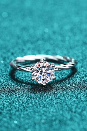 1 Carat Moissanite 6-Prong Twisted Ring-Teresa's Fashionista LLC