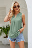 Notched Neck Curved Hem Eyelet Tank-Teresa's Fashionista LLC