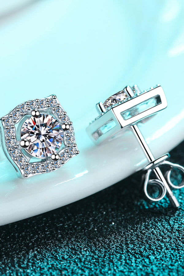 1 Carat Moissanite Geometric Stud Earrings-Teresa's Fashionista LLC