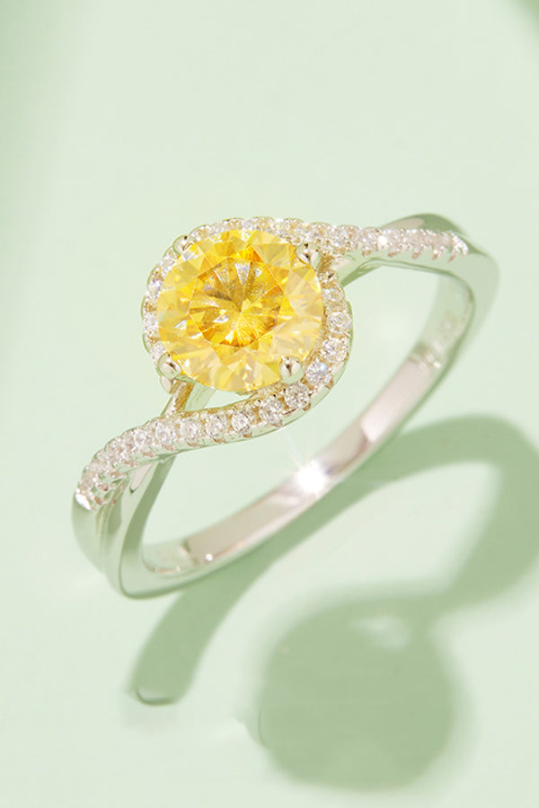1 Carat Moissanite Contrast 925 Sterling Silver Ring-Teresa's Fashionista LLC