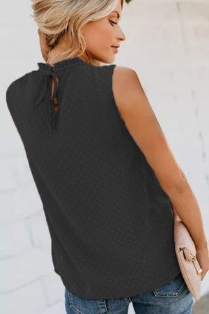Smocked Tie Back Frill Trim Tank-Teresa's Fashionista LLC