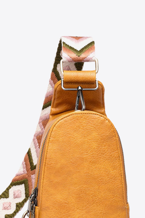 Random Pattern Adjustable Strap PU Leather Sling Bag-Teresa's Fashionista LLC