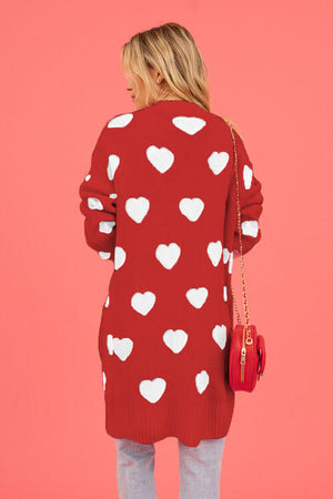 Heart Graphic Open Front Cardigan with Pockets-Teresa's Fashionista LLC