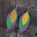 PU Leather Leaf Dangle Earrings-Teresa's Fashionista LLC