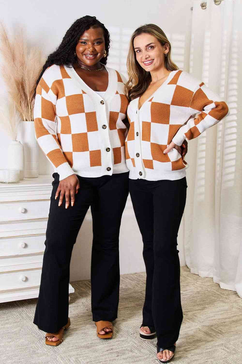Double Take Button-Up V-Neck Dropped Shoulder Cardigan-Teresa's Fashionista LLC