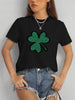 Lucky Clover Round Neck T-Shirt-Teresa's Fashionista LLC