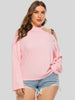 Plus Size Cold-Shoulder Round Neck Blouse-Teresa's Fashionista LLC