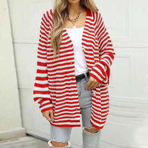 Striped Button Down Long Sleeve Cardigan-Teresa's Fashionista LLC