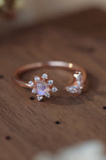 Moonstone 18K Rose Gold-Plated Open Ring-Teresa's Fashionista LLC