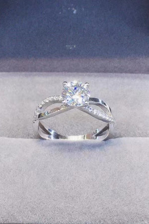 2 Carat Moissanite Crisscross 925 Sterling Silver Ring-Teresa's Fashionista LLC