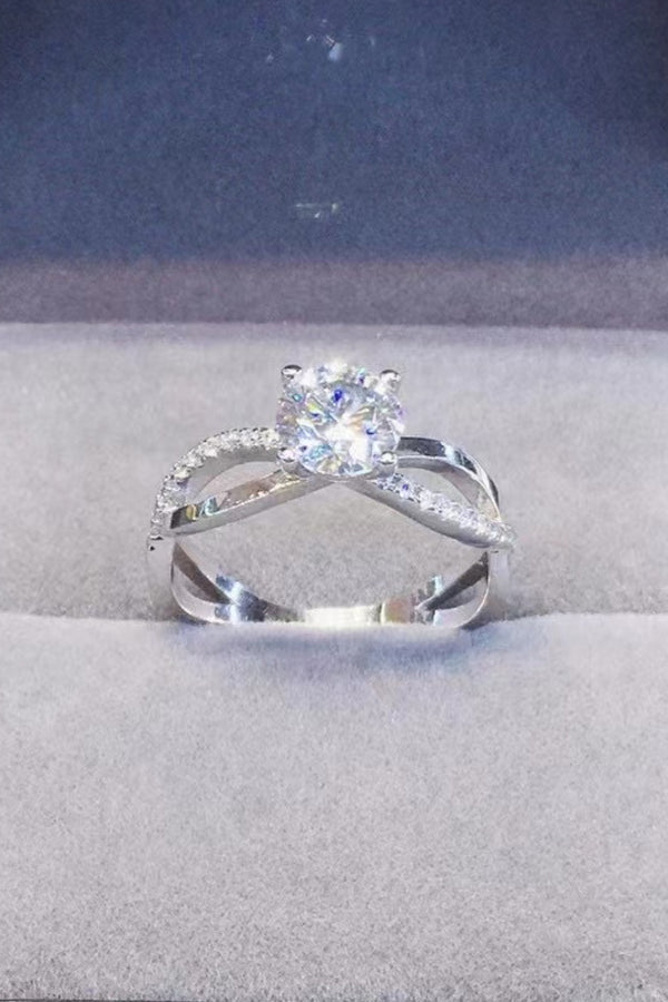 2 Carat Moissanite Crisscross 925 Sterling Silver Ring-Teresa's Fashionista LLC