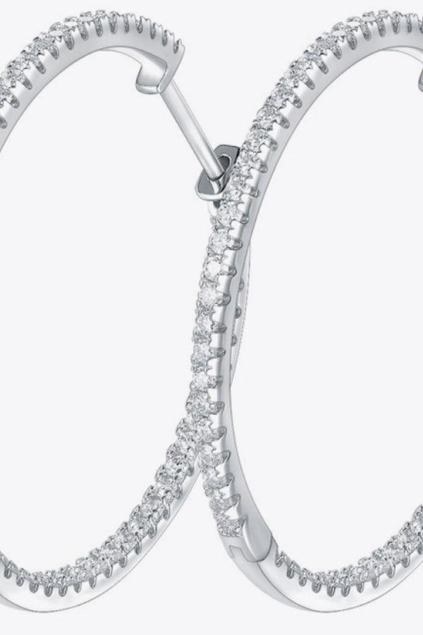 Inlaid Moissanite 925 Sterling Silver Hoop Earrings-Teresa's Fashionista LLC