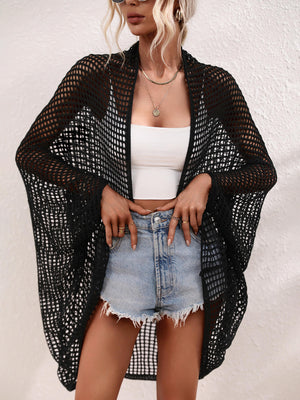 Openwork Open Front Longline Cover Up-Teresa's Fashionista LLC