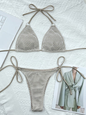 Halter Neck Tie Back Bikini Set-Teresa's Fashionista LLC