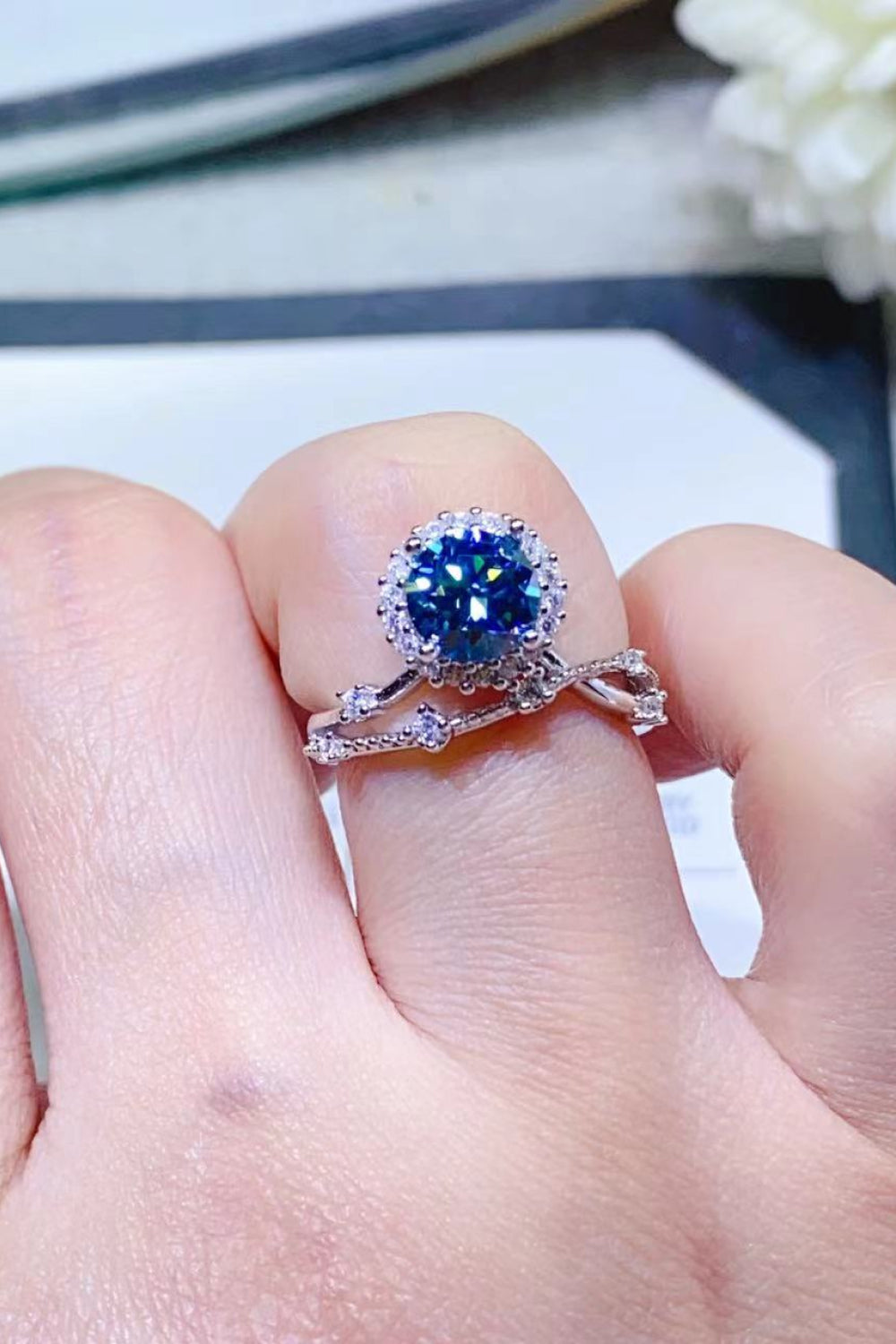 1 Carat Moissanite 925 Sterling Silver Ring-Teresa's Fashionista LLC