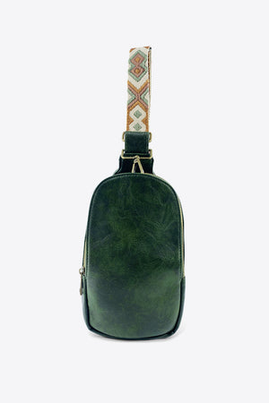 Random Pattern Adjustable Strap PU Leather Sling Bag-Teresa's Fashionista LLC