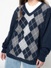 Geometric V-Neck Long Sleeve Sweater-Teresa's Fashionista LLC
