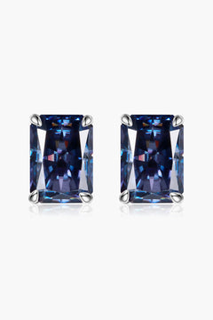 2 Carat Rectangle Moissanite 4-Prong Stud Earrings-Teresa's Fashionista LLC