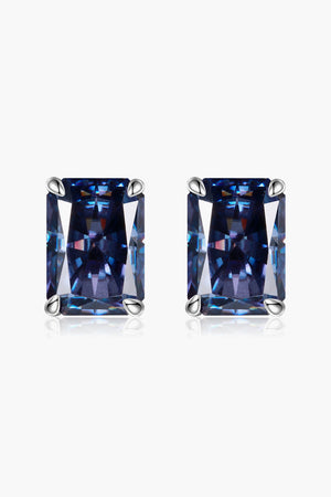 2 Carat Rectangle Moissanite 4-Prong Stud Earrings-Teresa's Fashionista LLC
