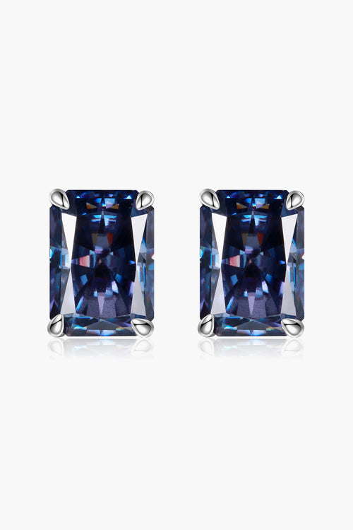 2 Carat Rectangle Moissanite 4-Prong Stud Earrings-Teresa's Fashionista LLC