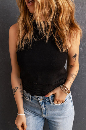 Scalloped Openwork Grecian Neck Tank-Teresa's Fashionista LLC