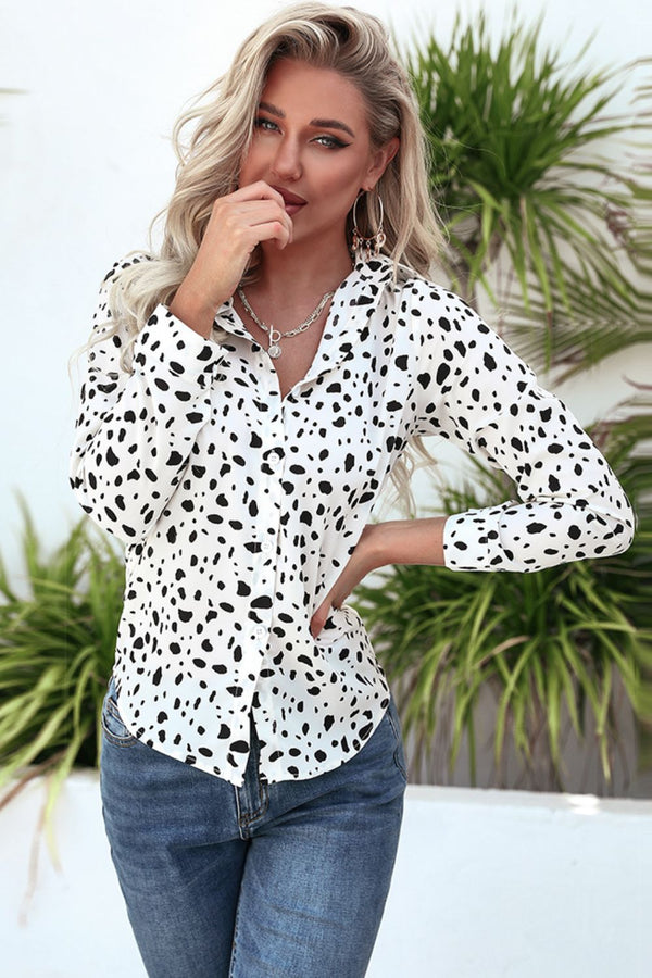 Animal Print Curved Hem Button-Up Shirt-Teresa's Fashionista LLC